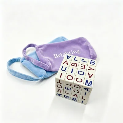 Plastic Alphabet Letter Dice Set With Velvet Storage Bag Word Spelling Game Dice Kids Educational Learning Toy for Board Game