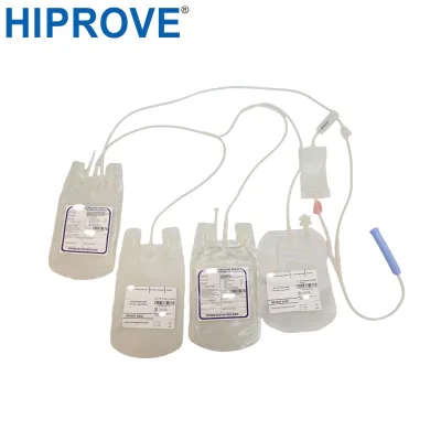 Medical Disposable HIPROVE Sterile Quadruple Blood Transfusion Bag with 16G/17G Needle Transparent 250ml-500ml Sizes