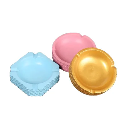 Nordic Style Brightly Colored Resin Ashtray in Blue Pink Gold