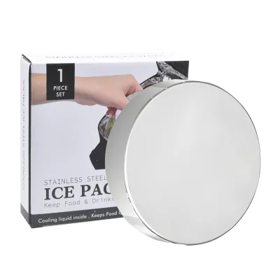 Stainless Steel Round Portable Ice Box Seafood Food Preservation Instant Cooling Refrigeration Cold Chain Transportation Ice Pad