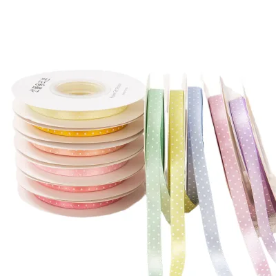 Wholesale 12cm Polka Dot Polyester Flower Gift Ribbon Spool Hair Bow Custom Printed Satin Durable Eco-Friendly Valentine's Day