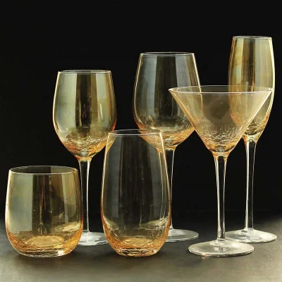 Crackle Texture Wine Glass Set Custom Color Lead Free Cocktail Glass for Wedding Banquet Home PartyTable Decor