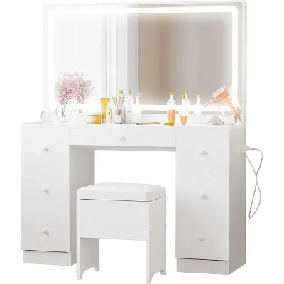 Wholesale New Products 7 Zone Pocket Spring Mattress Bedroom Furniture Rattan Vanity Set pink Dressing Table