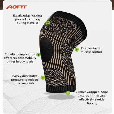 OEM ODM Elastic Knit Knee Protector Double Silicone Grips Patella Compression Knee Wrap for Fitness Outdoor Sports