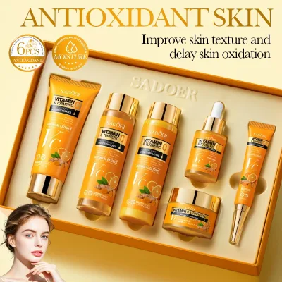 Turmeric Vitamin C Antioxidant Brightening Six-piece Set Moisturizes and Rejuvenates Skin Skin Care Kit