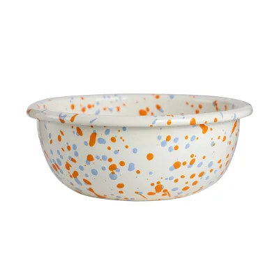 OEM Eco Friendly Food Grade Antique Coconut Decoration Metal Steel Enamelware Water Salad Enamel Bowl for Home Kitchen