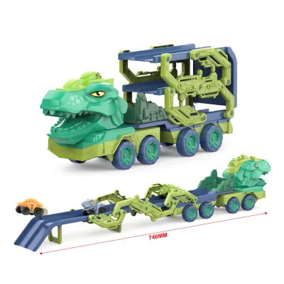 Small Car Shooting Track Deformation Catapult Dinosaur Truck Toys Set for Kids