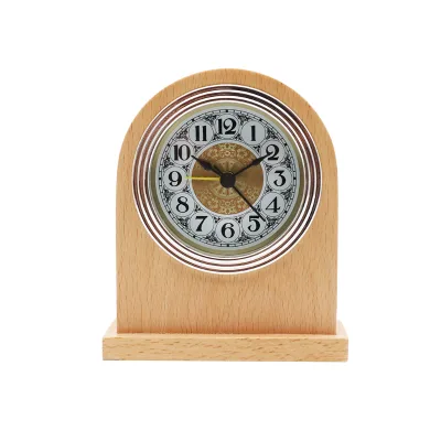 Natural Wood Colour Quartz Alarm Clock with Calendars High Quality Wood Desk Clock for Back to School