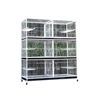 China Shandong Large Metal High Quality Veterinary Animal Cages Stainless Steel Cat Cage 3 Layers Pet Breeding Cage for Sale
