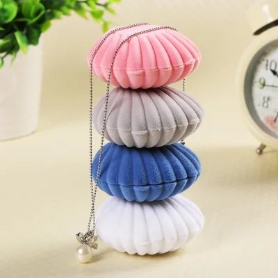 Foam Insert Sea Shell Velvet Pink Gift Box Jewelry Ring Display Earring Necklace Velvet Shell Shape Jewelry Box