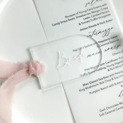 Acrylic Wedding Seat Label with Ribbon Custom Party Character Name Acrylic Bookmark