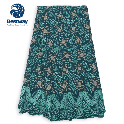 Bestway Hot Selling Voile Suisse 2019 100% Cotton Polish Lace Fabric With Stones