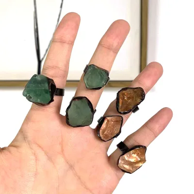 Hot Sale Century Retro Crystal Raw Stone Ring Handmade Vintage Rings for Men Women