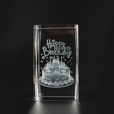 Honor of Crysal Custom 3d Laser Cut Crystal Cube 3d Laser Engraved Crystal Cube With Led Light