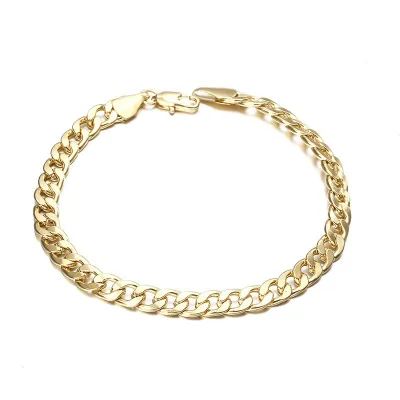Simple and Fashionable Cuban Bracelet 2025 New Personalized Gold Couple Bracelet