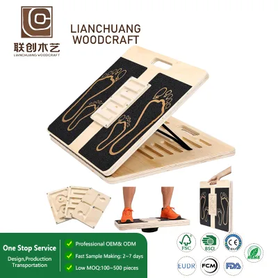 Adjustable Plywood Slant Board 5 Angle Calf Stretcher With Foot Guide Pads Arch Grip Bar Fold Flat Handle for Home Gym