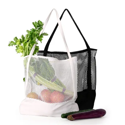 Simple Fashionable Big Capacity Nylon Material Mesh Style Tote Single Shoulder Bag for Camping Picnic Use