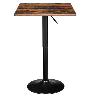 Adjustable Height Square Bar Table, Tall Cocktail Table, Pub Table, Bistro Table with Base for Bar Pub Bistro, Dining Room