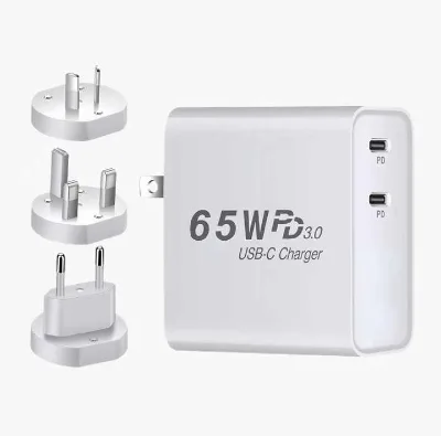 Hot Travel Adapter PD Fast Charging QC3.0 Power Adapter for Laptop 65W Plug Outlet Converter for Europe EU US GaN Charger