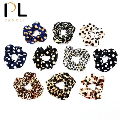 PL New Style Leopard Hair Accessories Velvet Hair Ties Popular Women Elastic Dot Hair Scrunchies