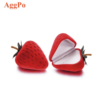 Creative Strawberry Ring Box - Wedding Ring Case Jewelry Gift Box - Ring Display Box for Proposal Engagement Wedding Gift