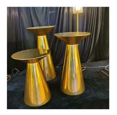 Unique Design Custom Wedding Gold Cake Table Decoration Stainless Steel Display Round Table Dessert Table for Wedding Party