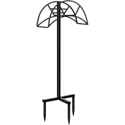 Metal Garden Hose Holder with Ground Stakes Tool Free Detachable Heavy Duty Water Hose Hanger Garden Hose Stand for Outside