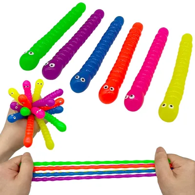 Bestseller Colorful TPR Caterpillar Pull-and-release Toy Cute Stress-relieving Fun Customizable Soft-texture