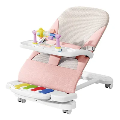 BBCare Universal Baby Rocking Chair PP Material with Convenient Wheels & Footrest Removable Food Bowl Piano Music-Baby Supplies