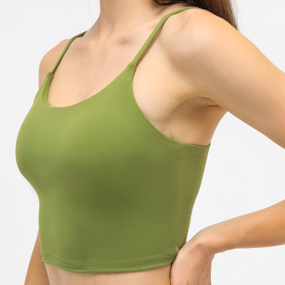 2021 New Yoga Vest With Breast Pad Sexy Belt Beautiful Back Yoga Top Half Halter Yoga Tank Top