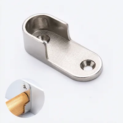 Heavy Duty Zinc Alloy Wardrobe Clothes Rail Flange Holder Rectangular Closet Rod End Support Bracket