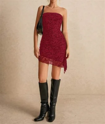 Casual Puff Sleeve Tiered Midi Dresses, V-Neck Backless Waist Pleated Elastic Belt Design For Women