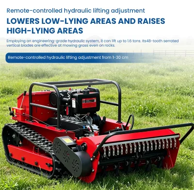 Powerful 22HP Diesel Remote Controlled Lawn Mower 1000mm Rotary Cutter for Thick Brush Woodland