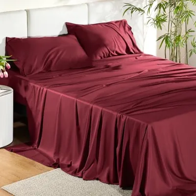 Hotel Luxury Silky Bedding Solid Breathable & Soft Bamboo Cooling Sheets Sets for Hot Sleepers