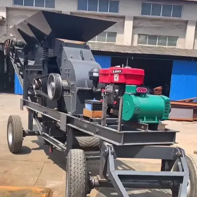 Fast Relocate Wheeled PC1010 Mobile Ore Hammer Crusher Integrated Power Adjustable Granule Heavy Duty Mobile Crushing Station