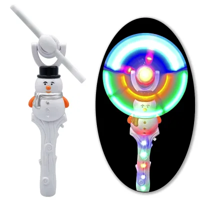 Trending Product 2026 Toys for Children Light up Snowman Windmills with Sound Plastic Toy Golde Silver Led Windmill Toys