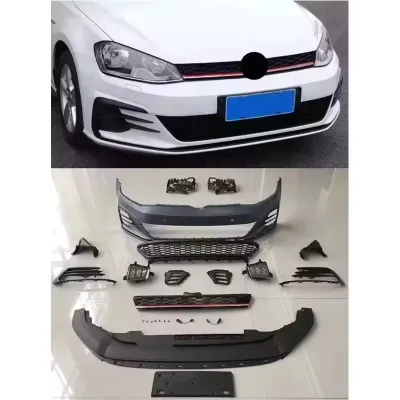 Car Bumper Kits Side Skirts Rear Bumper Car Body Kits Car Grill for VW Golf 7.5 Upgrade to GTI Style Bumper 2018 2019 2020