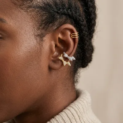 Promotion Hip Hop Punk Women Jewelry Micro Pave CZ Three Rivet Spikes Ear Cuff No Pierced Clip Earring for Wedding Party Gifts