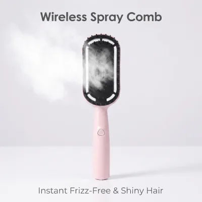 Electric Steam Brush for Hair, Rechargeable Hair Brush with Water Spray, Detangling & Anti-Static Hair Brush, Reduce Frizz