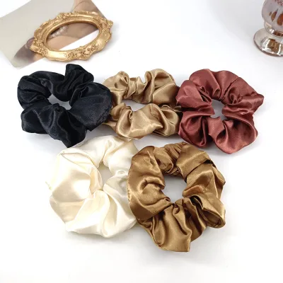 Silk Satin Hair Scrunchies Soft Glossy Fabric Elastic Ponytail Holders Hair Bands Fashion Hair Decor for Women Girls Daily Use