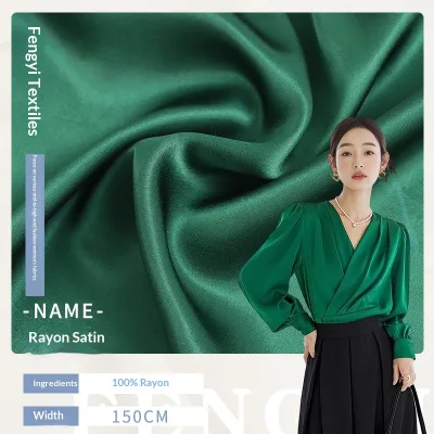 Ready Stock Rayon Satin Fabric, High Gloss Silky Drape for Women Sexy Pajamas Robes Shirts Dresses Apparel