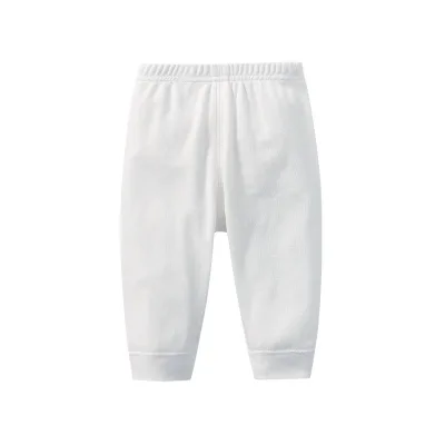 Baby Trousers Factory Direct Supply Print Heat-Transfer Printed White Black Pink Cotton Knitted Long Full Leg Boy Girl Unisex