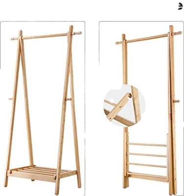 Bamboo Wood Clothing Garment Rack, Clothes Organizer
