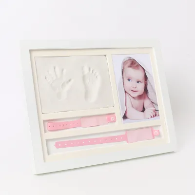 Wholesale New Printed Mud Wooden Hand & Footprint Makers Custom Logo for Baby Souvenirs Retain Baby Wristbands Hand Footprints