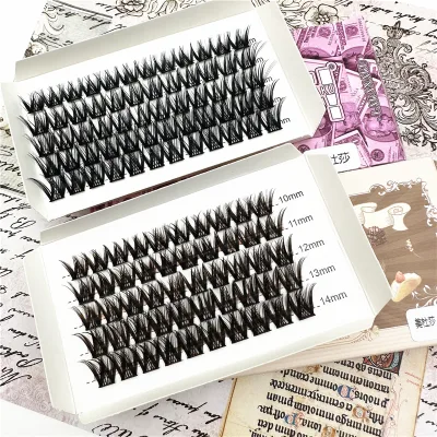 Brown 5 Rows Wispy 3D Eyelash Extension Russian Volume Faux Mink Eyelashes Individual Medusa Cluster Lashes Makeup Cilia TOP