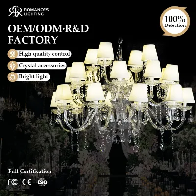 High-end Transparent Crystal Ceiling Light with LED Body Luxury Lighting for Wedding Hotel Lobby Decoration Chandelier