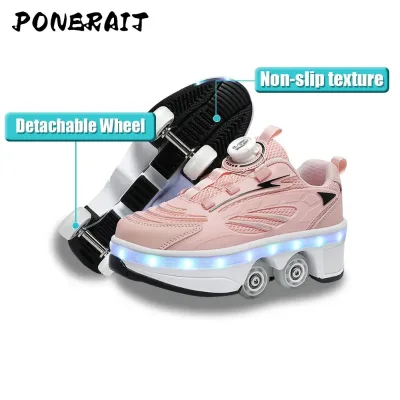 Best Gift for Girls Retractable Four-Wheel Outdoor Roller Skates Switchable Modes for Summer Entertainment
