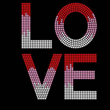Custom High Quality LOVE Heat Transfer Rhinestones  Bling Rhinestone Patch for Cloth and Garment