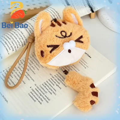 New Trend Keychain Plushies Stuffed Animal Tiger Face Plush Detachable Tail Embroidery Toys for Bag Charm Pendant in Bulk Stock