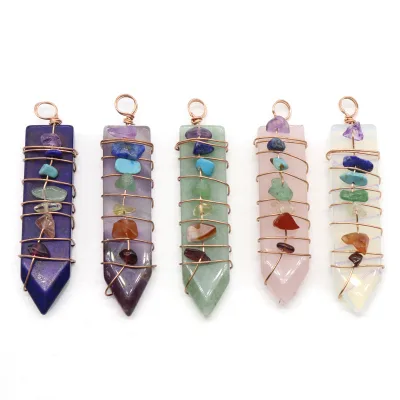 Wholesale High Quality Natural Quartz Crystal Chakra Pendant Necklace for Spiritual Healing
